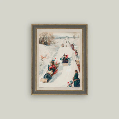 Tobogganing in the Countryside Framed Art
