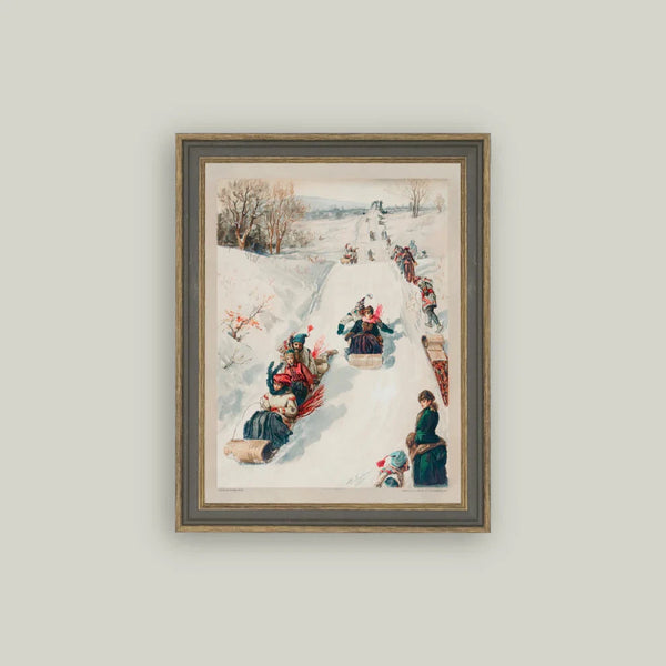 Tobogganing in the Countryside Framed Art