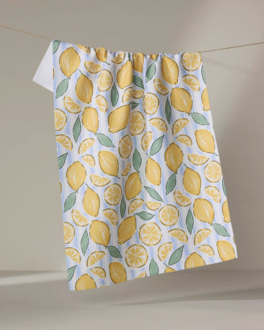 Sour Lemon Stripes Tea Towel
