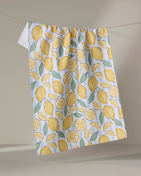 Sour Lemon Stripes Tea Towel