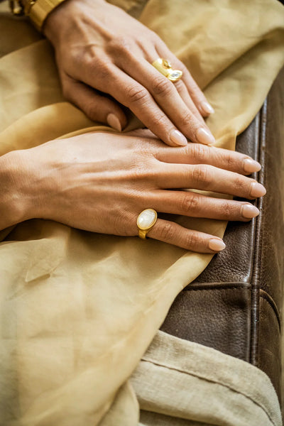 Mother of Pearl Scarab Ring
