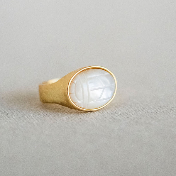 Mother of Pearl Scarab Ring