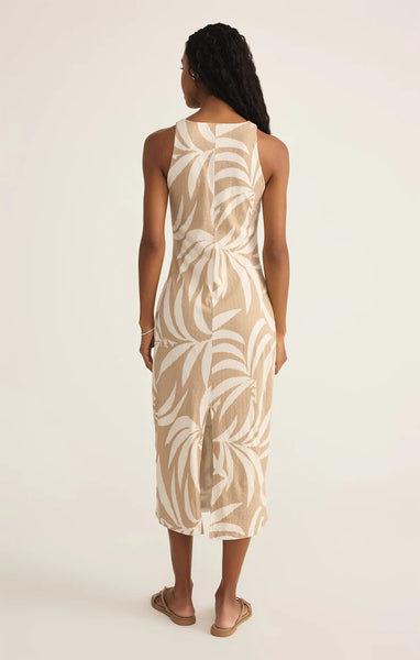 Adison Palm Midi Dress: Santal