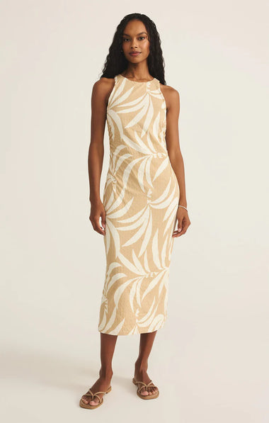 Adison Palm Midi Dress: Santal