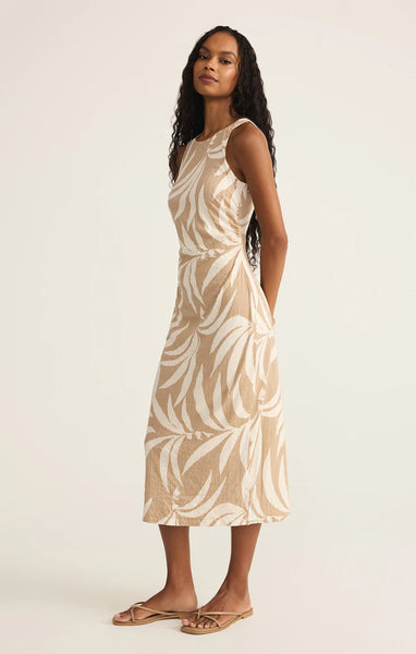 Adison Palm Midi Dress: Santal