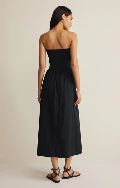 Sunsought Strapless Midi Dress: Black