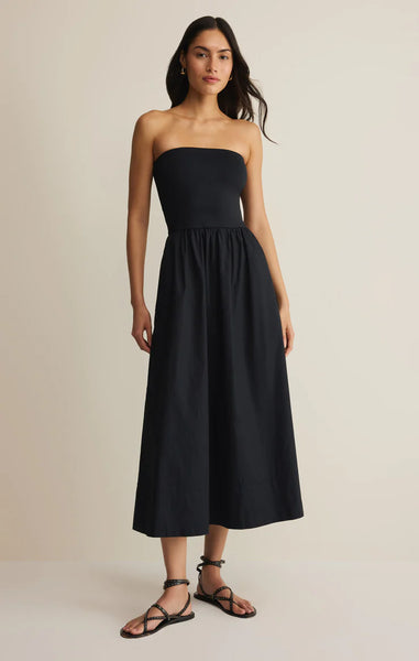 Sunsought Strapless Midi Dress: Black