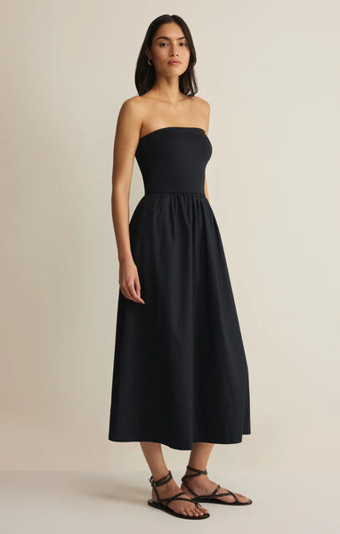 Sunsought Strapless Midi Dress: Black