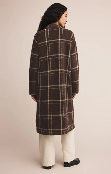 Mason Knit Plaid Coat: Coffee Bean