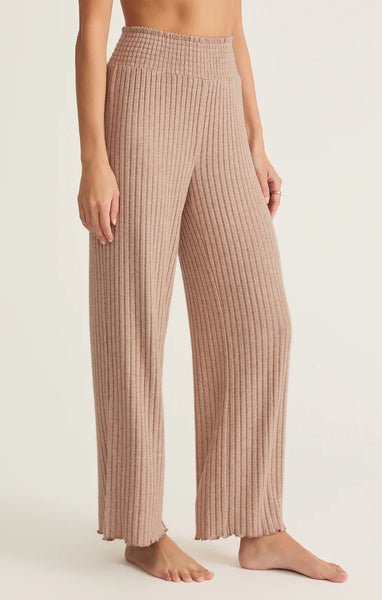 Dawn Smocked Rib Pant: Iced Coffee