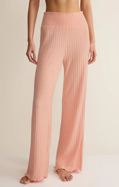 Dawn Smocked Rib Pant: Bellini