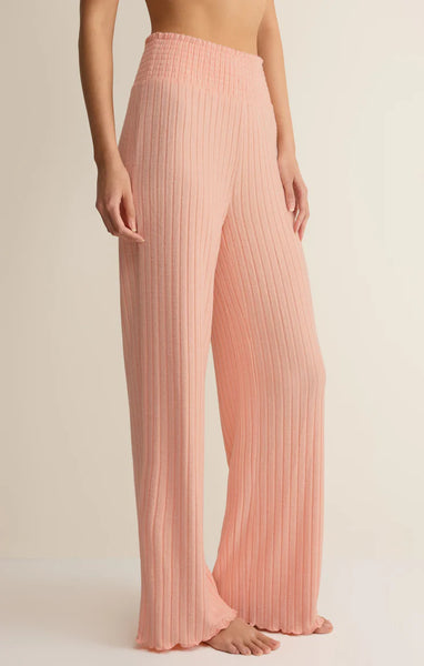 Dawn Smocked Rib Pant: Bellini