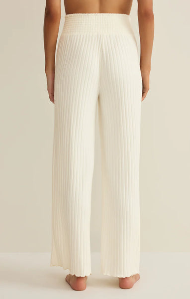 Dawn Smocked Rib Pant: Bone