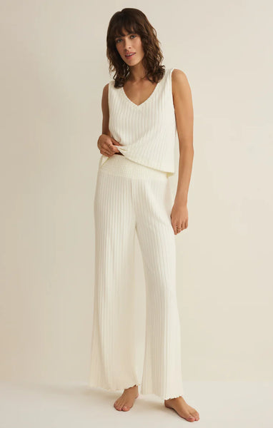 Dawn Smocked Rib Pant: Bone