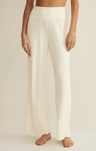 Dawn Smocked Rib Pant: Bone