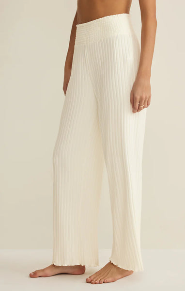 Dawn Smocked Rib Pant: Bone