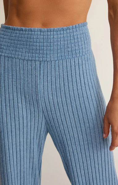 Dawn Smocked Rib Pant: Oceanic Blue