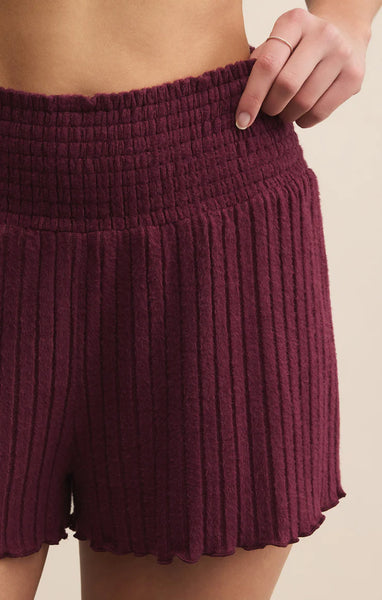 Dawn Smocked Short: Merlot