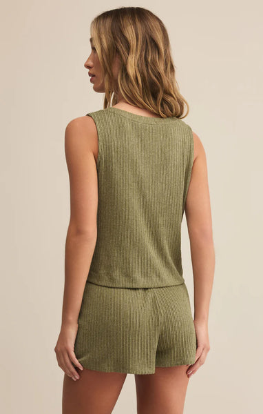 Sloane V-Neck Rib Tank: Fern