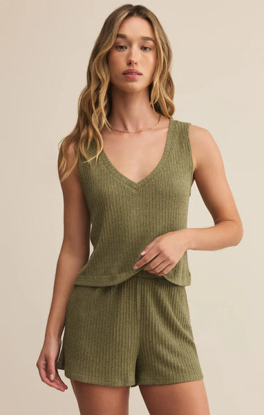 Sloane V-Neck Rib Tank: Fern