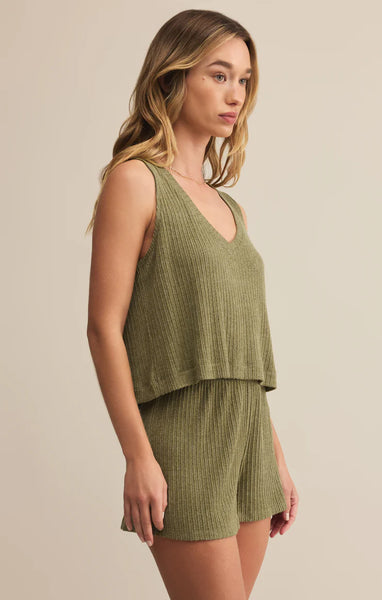 Sloane V-Neck Rib Tank: Fern