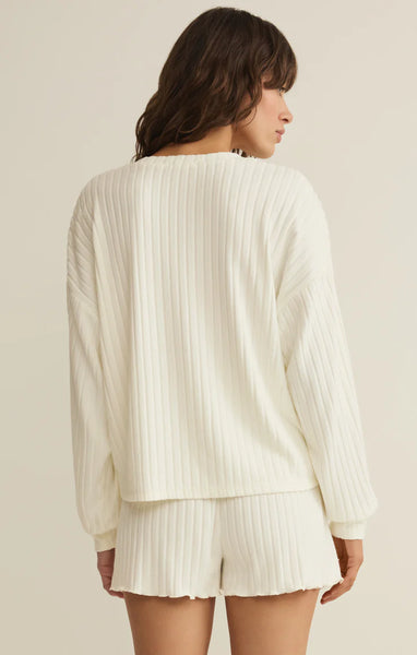 Daydream Rib Long Sleeve Top: Bone
