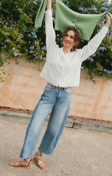 Luna High Rise Crop Bowed Denim