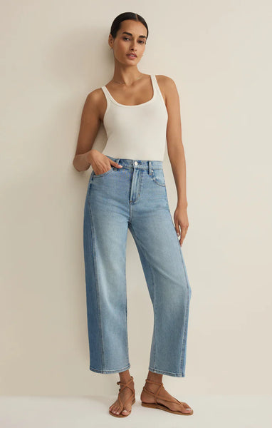 Luna High Rise Crop Bowed Denim