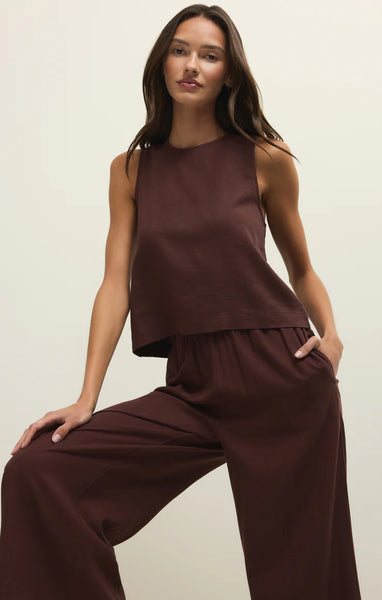 Scout Linen Pant: Chocolate Cherry