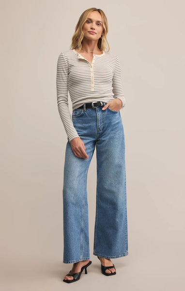 Stella Stripe Henley: Crystal
