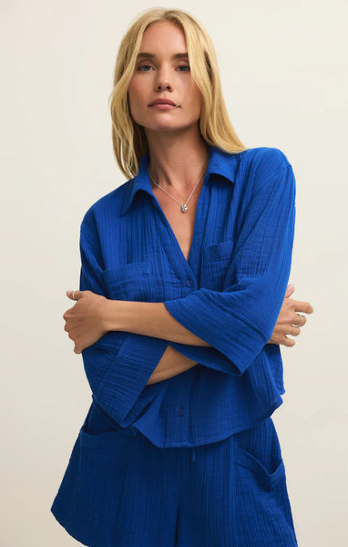 Helena Airy Button Up: Nautical