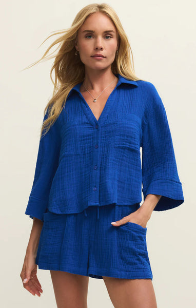 Helena Airy Button Up: Nautical