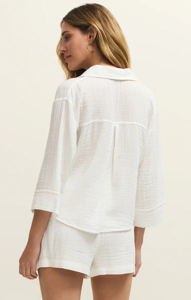 Helena Airy Button Up: White
