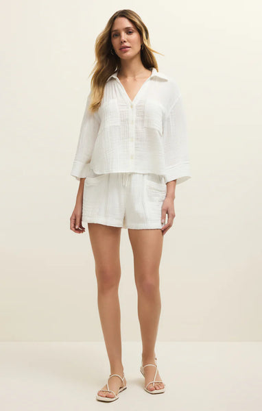 Helena Airy Button Up: White