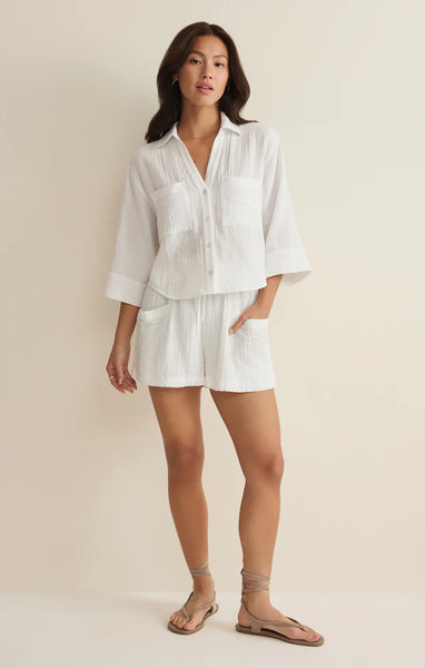 Helena Airy Button Up: White