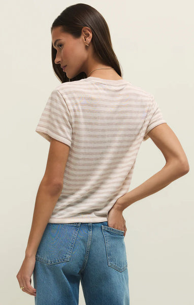 Tourist Striped Tee: Natural Heather
