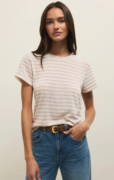 Tourist Striped Tee: Natural Heather