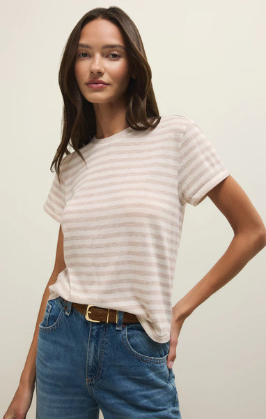 Tourist Striped Tee: Natural Heather