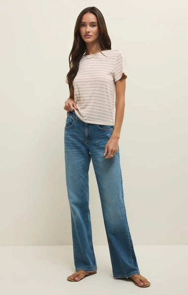 Tourist Striped Tee: Natural Heather