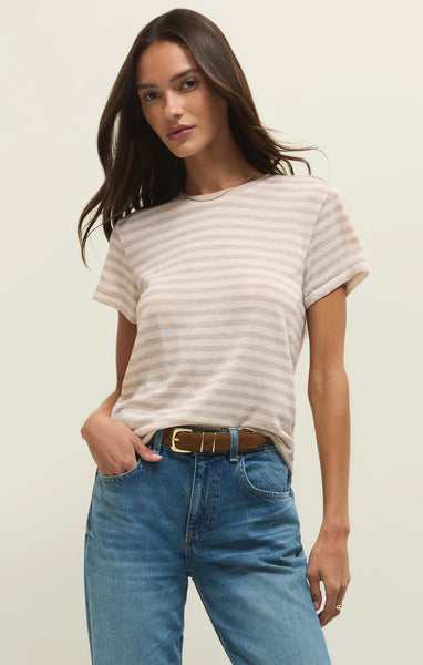 Tourist Striped Tee: Natural Heather