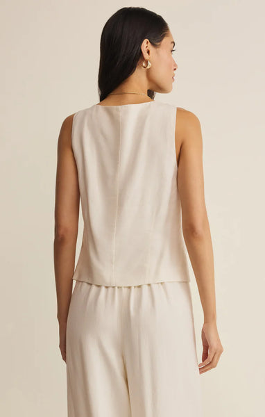 Roman Linen Vest: Cloud