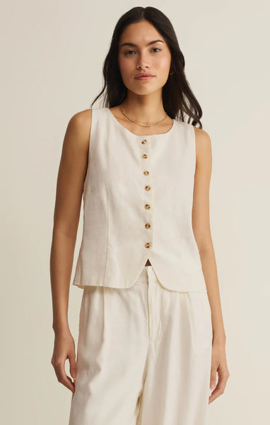 Roman Linen Vest: Cloud