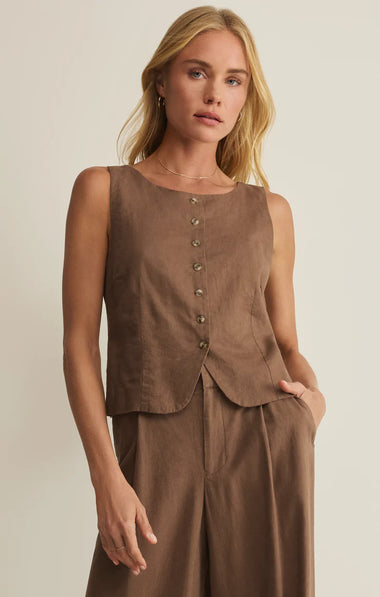 Roman Linen Vest: Palo Santo