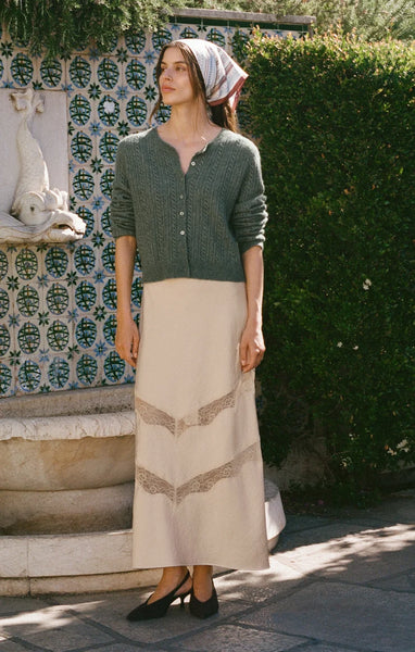 Medina Pointelle Cardigan: Monstera