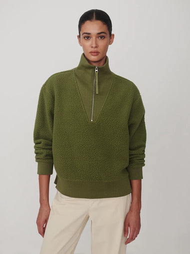 Jaylin Half Zip Fleece: Loden Green