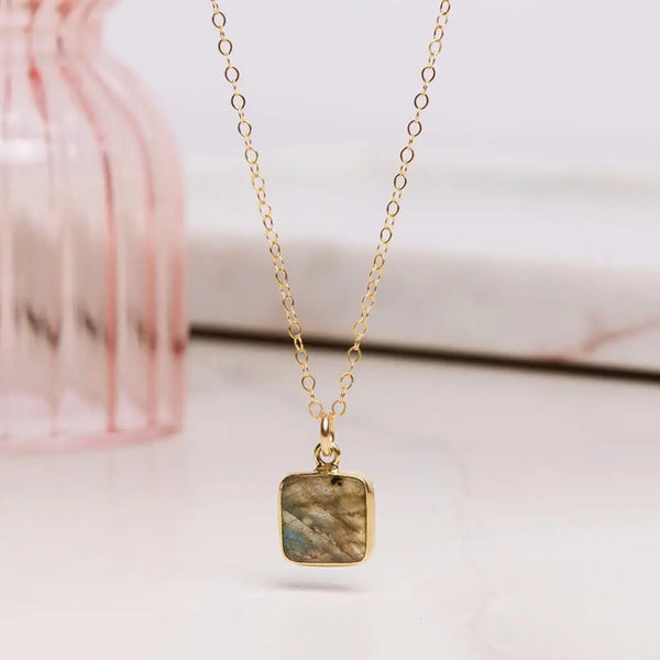 Labradorite Square Necklace