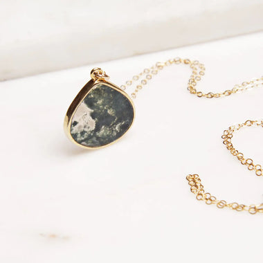 Moss Agate Drop Necklace
