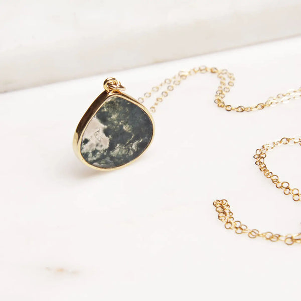 Moss Agate Drop Necklace