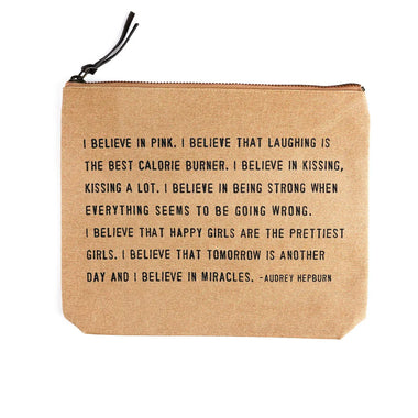 "I Believe in Pink" Canvas Zip Pouch
