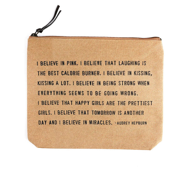 "I Believe in Pink" Canvas Zip Pouch